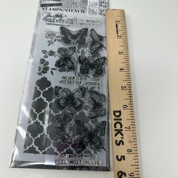 Tim Holtz THMM144 Butterfly Stamp Stencil Set New Mixed Media Craft - Picture 8 of 9